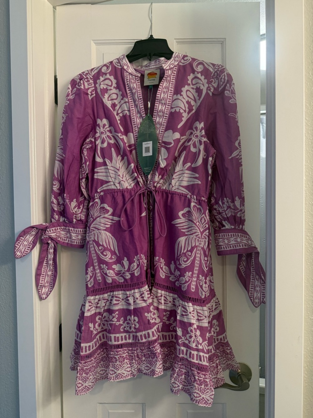 NWT FARM Rio Lilac Pretty Garden Purple & White Floral Dress, Sz